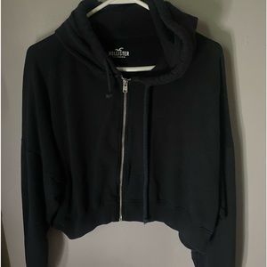 Black cropped zip up jacket